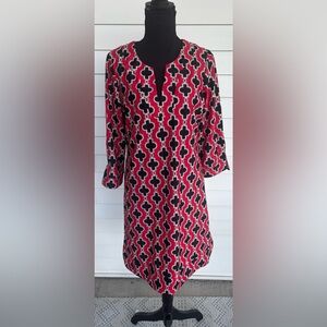 Jude Connally red and black geometric print dress Megan Size Medium